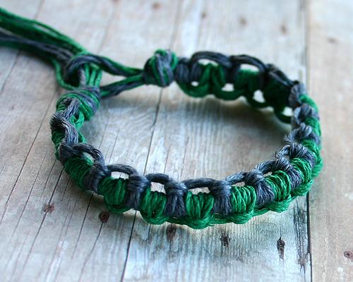 Natural Hemp Bracelet Unisex Green and Grey - sunnybeachjewelry