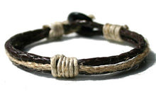 Load image into Gallery viewer, Natural Leather And Hemp Bracelet Brown - sunnybeachjewelry
