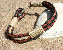 Load image into Gallery viewer, Natural Leather And Hemp Bracelet Brown Black - sunnybeachjewelry
