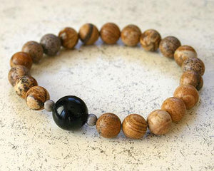 Picture Jasper Onyx Yoga Mala Bracelet - sunnybeachjewelry