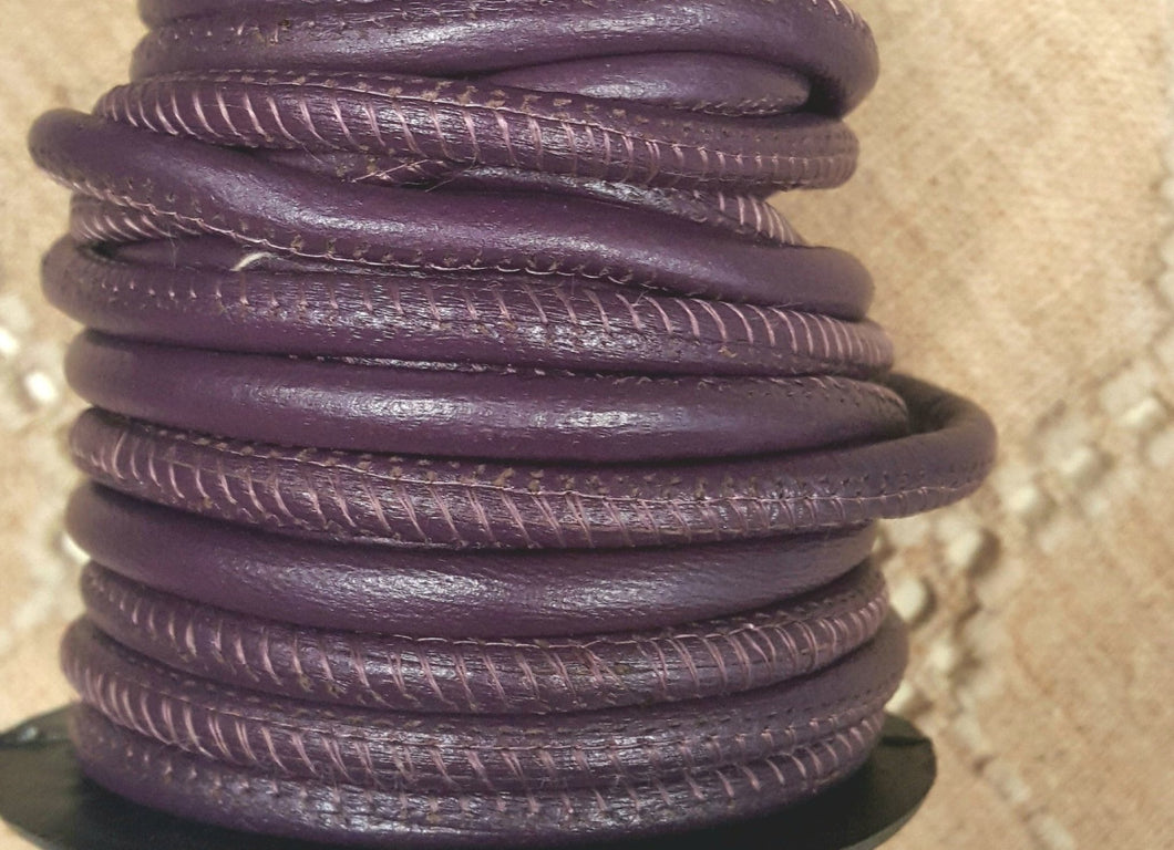 Round Nappa Leather Cord Berry Purple Metallic 5mm - sunnybeachjewelry