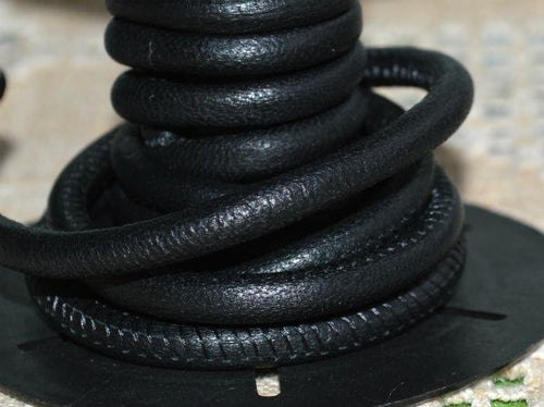 Round Nappa Leather Cord Black 5mm - sunnybeachjewelry