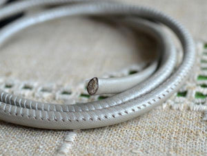 Round Nappa Leather Cord Pearl Metallic 5mm - sunnybeachjewelry