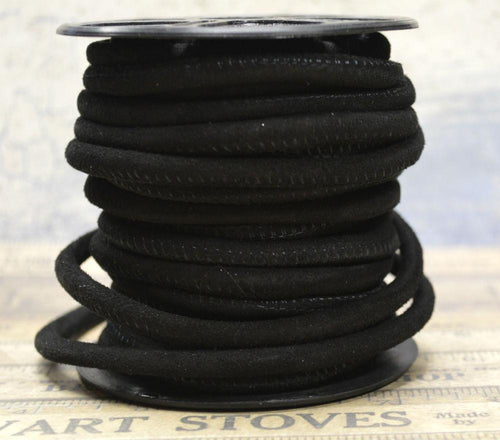 Round Stitched Suede Leather Cord Black 5mm - sunnybeachjewelry