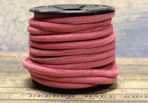Round Stitched Suede Leather Cord Pink 5mm - sunnybeachjewelry