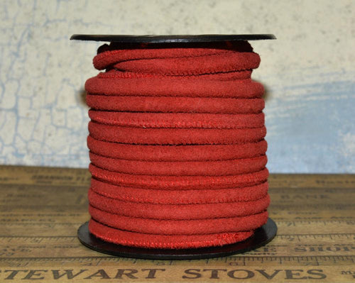 Round Stitched Suede Leather Cord Red 5mm - sunnybeachjewelry