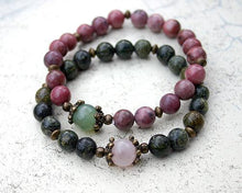 Load image into Gallery viewer, Serpentine Rose Quartz Yoga Mala Bracelet - sunnybeachjewelry
