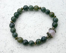 Load image into Gallery viewer, Serpentine Rose Quartz Yoga Mala Bracelet - sunnybeachjewelry
