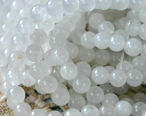 Snow Quartz Natural Gemstone Beads Round 4mm 6mm 8mm 16 Inches Strand - sunnybeachjewelry