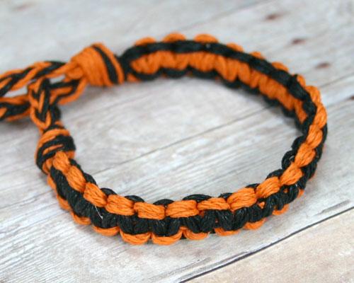 Surfer Hemp Bracelet Flat Black Orange - sunnybeachjewelry