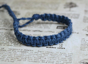 Surfer Hemp Bracelet Flat Navy - sunnybeachjewelry