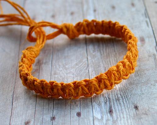 Surfer Hemp Bracelet Flat Orange - sunnybeachjewelry