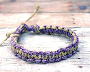Surfer Hemp Bracelet Flat Purple Natural - sunnybeachjewelry