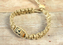 Load image into Gallery viewer, Surfer Hemp Bracelet Phatty Flat Carved Horn Beads - sunnybeachjewelry
