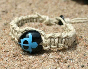 Surfer Hemp Bracelet Phatty Flat Kukui Nut Lucky Turtle - sunnybeachjewelry
