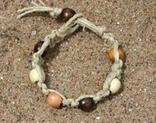 Load image into Gallery viewer, Surfer Hemp Bracelet Phatty Flat Wood Beads - sunnybeachjewelry
