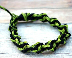 Surfer Hemp Bracelet Twist Black and Lime Green - sunnybeachjewelry