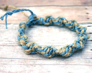 Surfer Hemp Bracelet Twist Light Blue Natural - sunnybeachjewelry