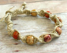 Load image into Gallery viewer, Surfer Hemp Bracelet Twist Natural With Beads - sunnybeachjewelry
