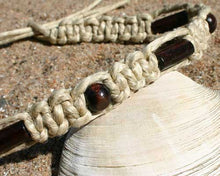 Load image into Gallery viewer, Surfer Phatty Thick Hemp Necklace Brown Beads - sunnybeachjewelry
