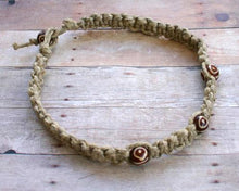 Load image into Gallery viewer, Surfer Phatty Thick Hemp Necklace Carved Brown Bone Beads - sunnybeachjewelry
