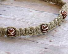 Load image into Gallery viewer, Surfer Phatty Thick Hemp Necklace Carved Brown Bone Beads - sunnybeachjewelry
