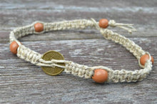 Load image into Gallery viewer, Surfer Phatty Thick Hemp Necklace Chinese Coin - sunnybeachjewelry
