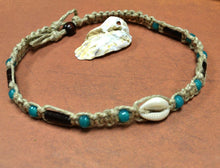 Load image into Gallery viewer, Surfer Phatty Thick Hemp Necklace With Cowrie Shell and Glass Beads - sunnybeachjewelry
