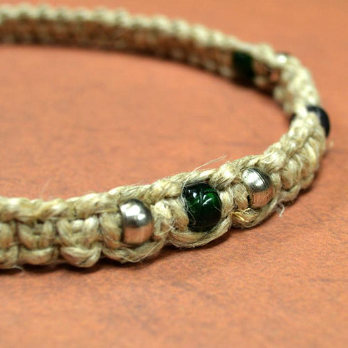 Surfer Phatty Thick Hemp Necklace With Metal and Glass Beads - sunnybeachjewelry