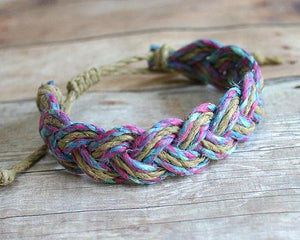 Surfer Sailor Style Hemp Bracelet Natural Purple - sunnybeachjewelry