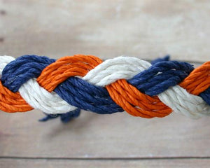 Surfer Sailor Style Hemp Bracelet Orange White and Blue - sunnybeachjewelry