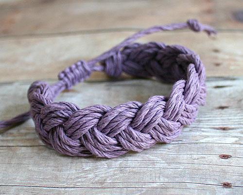 Surfer Sailor Style Hemp Bracelet Purple - sunnybeachjewelry