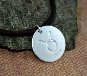 Taurus Zodiac Sign Leather Necklace Astrology Gift - sunnybeachjewelry