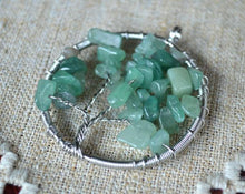 Load image into Gallery viewer, Tree Of Life Pendant Silver Green Aventurine Yoga Jewelry - sunnybeachjewelry

