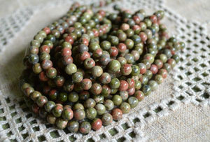 Unakite Natural Gemstone Beads Round 4mm 6mm 8mm 16 Inches Strand - sunnybeachjewelry