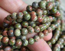 Load image into Gallery viewer, Unakite Natural Gemstone Beads Round 4mm 6mm 8mm 16 Inches Strand - sunnybeachjewelry
