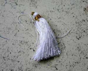 Silky Tassels White 1 3/4 in Charms Pendant