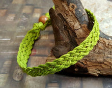 Load image into Gallery viewer, Woven Hemp Bracelet Flat Lime Green - sunnybeachjewelry
